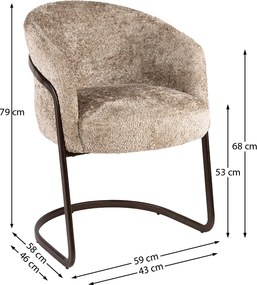 Moderne Armstoel Met Bronzen Frame Beige