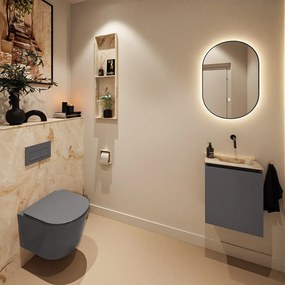 Mondiaz Ture DLux toiletmeubel 40cm dark grey met wastafel frappe rechts zonder kraangat