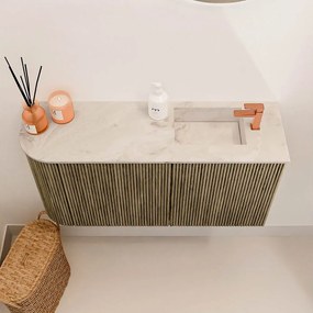 Mondiaz Joya DLux 80cm toiletmeubel ronding links dusk met wastafel faye rechts 1 kraangat frappe