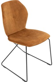 Goossens Excellent Eetkamerstoel Manzini cognac velvet stof leuning, modern design