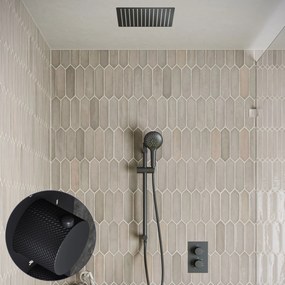 Saniclear Cube Curved inbouw regendouche met inbouw douchekop 30x30cm, glijstang en 2 standen handdouche zwart mat