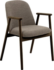 RODERIC Bruin Taupe (stof Monza 40) / gelakt eikenhouten frame – gerookt eiken (walnootkleur) – HOUTEN BOUCLÉ RETRO STOEL