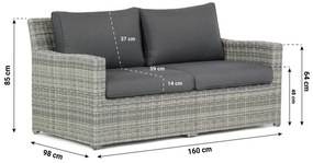 Stoel en Bank Loungeset Wicker Grijs 4 personen Garden Collections Giardino