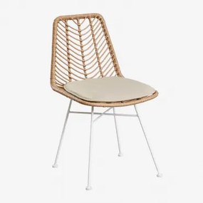 Set Van 2 Gouda Natural Kunststof Rotan Tuinstoelen Natuurlijk & Wit & Beige – Crème - Sklum