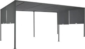 Antraciet Sevilla terraspergola 3x6m met muggennet en gordijnen Tuinpunt
