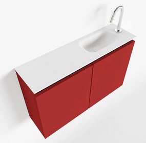 Mondiaz Ture 80cm toiletmeubel fire met wastafel talc rechts 1 kraangat