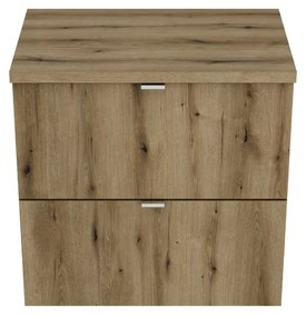 Comad Nova Oak wastafelonderkast 60x40cm eiken met 2 deuren en toppaneel