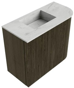 Mondiaz Joya DLux 50cm toiletmeubel ronding rechts shadow met wastafel faye links zonder kraangat opalo
