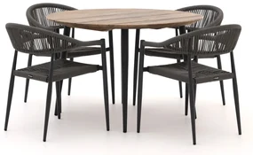 Manifesto Belpasso/Falcade ø 115cm dining tuinset 5-delig stapelbaar