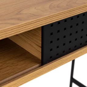 Compact Bureau Eiken Met Opbergruimte - 110 X 50cm.