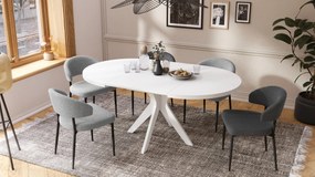 RENZO Wit - RONDE TAFEL Ø110 UITKLAPBAAR TOT 180 cm | VOOR DE KEUKEN EETKAMER WOONKAMER RETRO