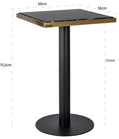 Richmond Interiors Zenza Vierkante Bistrotafel Zwart Marmer - 50 X 50cm.