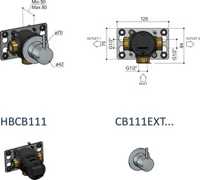Hotbath Cobber afbouwdeel voor inbouw 2-weg omstelknop geborsteld nikkel