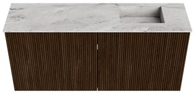 Mondiaz Joya DLux 90cm toiletmeubel walnut met wastafel faye rechts zonder kraangat glace