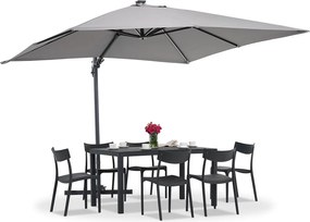 Merano tuinparasol met LED verlichting 3x3m Garden Point antraciet