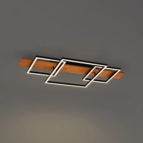 Design plafondlamp zwart vierkant incl. LED 3-staps dimbaar 3-lichts - Nimue