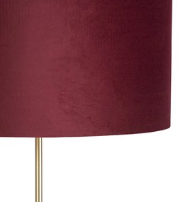 Vloerlamp goud/messing met velours kap rood 40/40 cm - Parte Klassiek / Antiek E27 cilinder / rond rond Binnenverlichting Lamp
