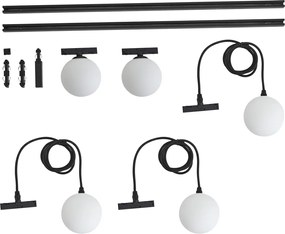 Modern railsysteem zwart met 2 spots en 3 hanglampen 1-fase - Slimline Eira