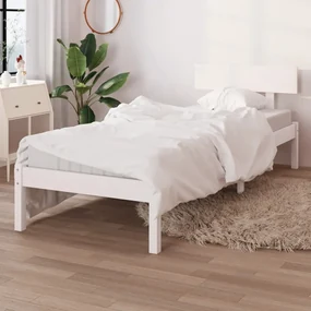 vidaXL Bedframe massief grenenhout wit 90x190 cm UK Single