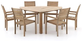 + 15% kassakorting | Diningset ROUGH | 6 personen teakhout | Tuinset stapelbaar | 7-delig | Kees Smit Tuinmeubelen