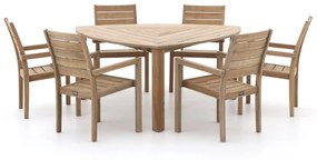 Diningset ROUGH  | 6 personen teakhout | Tuinset stapelbaar | 7-delig | Kees Smit Tuinmeubelen