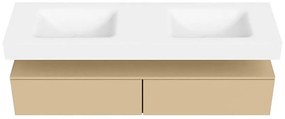 Zaro Alan badmeubel 160cm sand 2 lades met vrijhangende wastafel cloud dubbel zonder kraangat talc