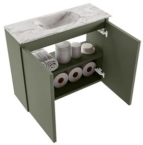 Mondiaz Ture DLux toiletmeubel 60cm army met wastafel glace midden met kraangat