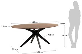 Kave Home Naanim Ovale Eettafel Walnoot - 180 X 110cm.