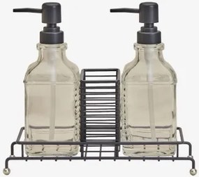 Dubbele Zeepdispenser Voor De Keuken Van Ijzer En Glas Darcei Grijs – Grafiet - Sklum