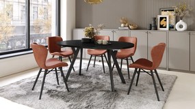 ALMO 100 Zwarte/Zwarte poten - RONDE LOFT/INDUSTRIËLE TAFEL VOOR WOONKAMER/EETKAMER, UITSCHUIFBAAR