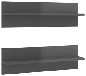 vidaXL Wandschappen 2 st 60x11,5x18 cm spaanplaat hoogglans grijs