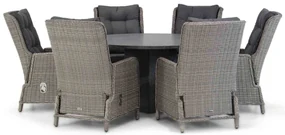 Tuinset Ronde Tuintafel 6 personen 140 cm Wicker Grijs Garden Collections Kingston/Graniet
