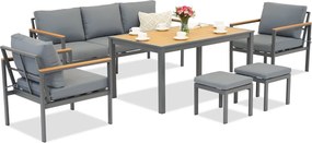 Aluminium tuinmeubelset Sines met tuinkrukjes Garden Point antraciet