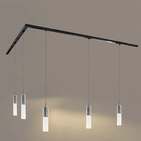 Modern railsysteem met 5 hanglampen gunmetal 1-fase - Iconic Lloyd