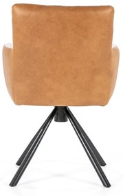 Eleonora Sef Draaibare Eetkamerstoel Beige Boucle Cognac Leer