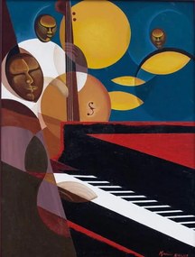 Mucherera, Kaaria - Kunstdruk Cobalt Jazz, 2007, (30 x 40 cm)