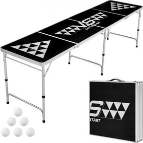 VEVOR Opvouwbare Beer Pong Tafel 2,4 x 0,6 x 0,7 m met 6 tafeltennisballen, Draagbare opvouwbare beer pong tafel met handvatten, Ideaal voor kantoor, barbecues, reizen en kamperen, in hoogte verstelbaar