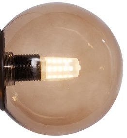 Eettafel / Eetkamer Hotel Chique hanglamp donkerbrons met brons glas 6-lichts - MonacoHotel chique G9 bol / globe / rond Binnenverlichting Lamp