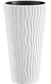 Prosperplast Sandy Slim Hoge Bloempot - Wit - 70,8 cm hoog - Met binnenpot