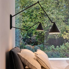 Scharnierende wandlamp, 2 armen, Moke