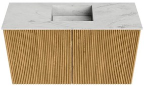Mondiaz Joya DLux 70cm toiletmeubel oak met wastafel faye midden zonder kraangat opalo
