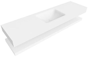 Zaro Alan badmeubel 170cm met planchet talc en vrijhangende wastafel cloud midden 1 kraangat talc
