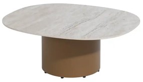 4 Seasons Outdoor Sofie loungetafel amber met zandkleurig keramisch blad 70 x 80 cm Bijzettafel   beige weerbestendig
