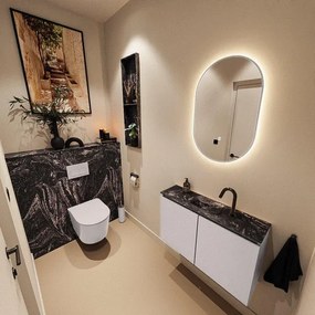 MONDIAZ TURE-DLUX 80cm toiletmeubel Cale. EDEN wastafel Lava positie midden. Met 1 kraangat. TUREDX80CALM1LAV