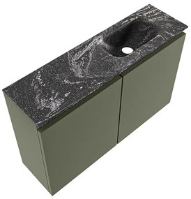 Mondiaz Ture DLux toiletmeubel 80cm army met wastafel lava rechts zonder kraangat