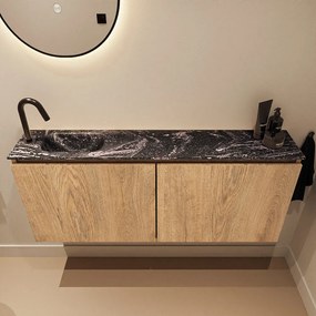 Mondiaz Ture DLux toiletmeubel 120cm washed oak met wastafel lava links met kraangat