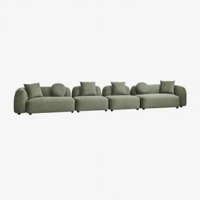4-delige Modulaire Bank In Chenille Coco Chenille Saliegroen - Sklum