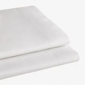 Satijnen Bovenlaken Van 300 Draden Sampras Wit & Bed 150/160cm (240 X 280 Cm) - Sklum