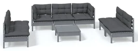 vidaXL 8-delige Loungeset met kussens massief grenenhout