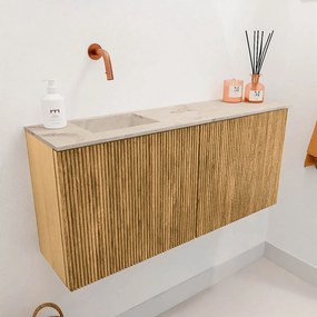 Mondiaz Joya DLux 90cm toiletmeubel oak met wastafel faye links zonder kraangat frappe